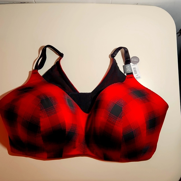 ❤NWT VINTAGE TORRID WIRELESS BRA LIGHTLY LINED - RED BLACK PLAID BACK SMOOTHING - Picture 4 of 10